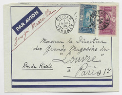 DAHOMEY 1FR50+3FR LETTRE COVER AVION OUIDAH 7 NOV 1936 POUR PARIS - Cartas & Documentos