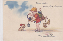 Cpa- Illustrateur Castelli -- Sans Asile...mais Plein D'amour - Enfant - Castelli