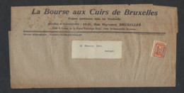 Wikkel Met Reclame Van La Bourse Aux Cuirs De Bruxelles Met TYPO Zegel KONING ALBERT I ; Zie 2 Scans ! LOT 305 - Sobreimpresos 1922-26 (Alberto I)