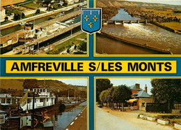 Amfreville Sous Les Monts * Souvenir Du Village * Cp 4 Vues * Péniche Batellerie - Autres & Non Classés