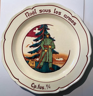 Assiette Céramique Nyon1939NOËL SOUS LES ARMES(Schweiz Grenzbesetzung1939–1945 Suisse VD Armée Guerre WW2 War Militaria - Sonstige & Ohne Zuordnung