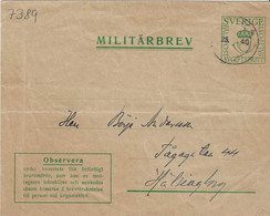 SVERIGE MILITARBREV WWII MILITARY ARMY COVER 25.1.1940 To HELSINGBORG SWEDEN - Militaire Zegels