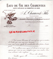 17- LA ROCHELLE- RARE BELLE FACTURE A. CHAUVET FILS-DOMAINE DE VAUGOUIN-BOUILLEUR-EAUX DE VIE CHARENTES-CHARENTE-1890 - Alimentaire