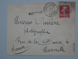 R32 EGYPTE   BELLE LETTRE   1909  ALEXANDRIE A MARSEILLE FRANCE +GRIFFE PAQUEBOT ++AFF. INTERESSANT +++ - Covers & Documents