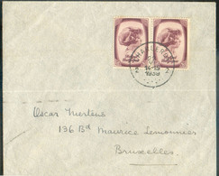 N°495(2) - 5Fr. PRINCE ALBERT (paire) Obl. Sc CHARLEROI 2 sur Enveloppe Du 22-VI-1939 Vers Bruxelles. - TB - 20425 - Covers & Documents