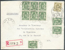 N°420-425(9)- Affranchissement LION Petit SCEAU De L'ETAT à 3Fr.25 Obl. Sc LAKEN 12 s/L. Recommandée Du 11-3-1942 Vers L - Brieven En Documenten