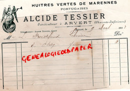 17- ARVERT- RARE FACTURE ALCIDE TESSIER- HUITRES DE MARENNES PORTUGAISES-PORTUGAL-OSTREICULTURE OSTREICULTEUR-1917 - Alimentos