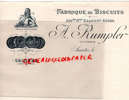 17- SAINTES- RARE LETTRE A. RUMPLER -FABRIQUE BISCUITS-MAISON DALMONT AUGER- CHARENTE  BISCUITERIE GATEAUX - Alimentos