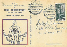 11379 -  ITALY - POSTAL HISTORY - CARD: 1953 - CANNOEING VULCANOES - Volcans