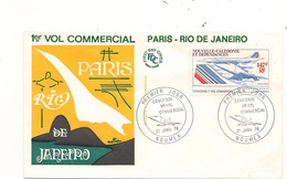 NOUVELLE CALÉDONIE 1976 ESPACE F.D.C. 1er VOL PARIS- RIO DE JANEIRO - Briefe U. Dokumente
