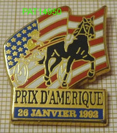 PAT14950 PRIX D'AMERIQUE  28 JANVIER 1992  PMU COURSES HIPPIQUES DRAPEAU Des USA  En  Version ZAMAC STARPIN'S - Games