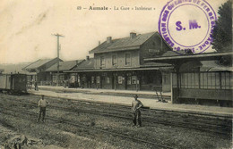 Aumale * La Gare Intérieure * Cachet Section Des Chemins De Fer De Campagne S.M. - Aumale