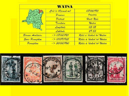 (°) BELGIAN CONGO / CONGO BELGE =  WATSA CANCELATION STUDY = 6 STAMPS OUT OF ETHNIC SET  [C] - Errors & Oddities