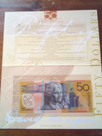 AUSTRALIA  50  FIFTY DOLLARS  FOLDER 1995 LOW NUMBERED UNCIRCOLATED  PREFIX AA - 1992-2001 (Polymer)