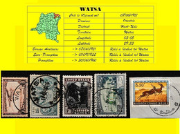 (°) BELGIAN CONGO / CONGO BELGE =  WATSA CANCELATION STUDY = 5 STAMPS VARIA 1935/1959  [E] - Abarten Und Kuriositäten