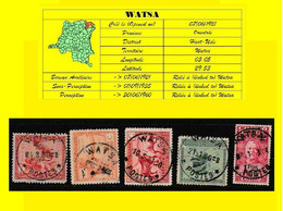 (°) BELGIAN CONGO / CONGO BELGE =  WATSA CANCELATION STUDY = 5 STAMPS VARIA 1924/1928  [F] - Abarten Und Kuriositäten