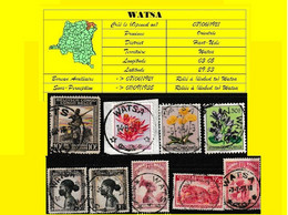 (°) BELGIAN CONGO / CONGO BELGE =  WATSA CANCELATION STUDY 9 STAMPS VARIA 1928/1952 [H] - Abarten Und Kuriositäten