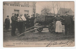 1 Oude Postkaart Wuustwezel  Café De Groote Nieuwe Buiten Weddenschap Sterke Peer Janssen.  1903 - Wuustwezel