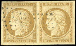 Obl. 1 - 10c. Bistre-jaune. Paire. Obl. SUP. - 1849-1850 Ceres