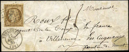 Obl. 1 - 10c. Bistre Obl. PC 3383 S/lettre Frappée Du CàD De TOULOUSE Du 22 Avril 1852. Taxée à 15d. à Destination De MU - 1849-1850 Ceres