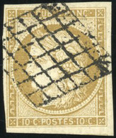 Obl. 1b - 10c. Bistre Verdâtre. Obl. Grille. 3 Grandes Marges. TB. - 1849-1850 Ceres