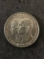 ZWEI MARK ARGENT 1904 FRIEDRICH FRANZ IV MECKLEMBOURG SCHWERIN MARIAGE ALEXANDRA DE HANOVRE 100 000 EX. SILVER - 2, 3 & 5 Mark Silver