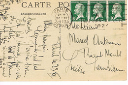 MARQUE POSTALE - JEUX OLYMPIQUES 1924 - PARIS DEPART - 23-11-1923 - Affranchissement - 30 C -  Pasteur  X 3 - - Estate 1924: Paris