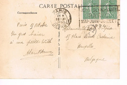 MARQUE POSTALE - JEUX OLYMPIQUES 1924 - PARIS DEPART - 26-11-1923 - Affranchissement - 30 C -Semeuse Lignée  X 2 - - Sommer 1924: Paris