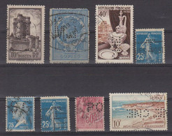 Frankrijk/France 8 Diverse Perfins Zie/voir 2 Scans - Used Stamps