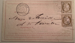 PC Du GC 2925 PONT-AUDEMER 1874(26 Eure)lettre Formulaire Renseignement Sort Chargement PARIS CHARGÉ D’ OFFICE (Cérès - 1849-1876: Klassieke Periode