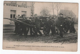 1 Oude Postkaart Wuustwezel  Café De Groote Nieuwe Buiten Weddenschap Sterke Peer Janssen.  1903 - Wuustwezel