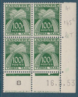 ANDORRE TAXE N° 41 EN COIN DATE DU 16/03/53 TTB ** - Unused Stamps