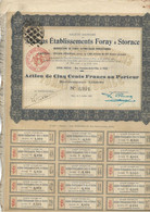 ANCIENS ETABLISSEMENTS FORAY ET STORACE -MANUFACTURE DE PIANOS -NICE -DIVISE EN 1500 ACTIONS DE 500 FRS -ANNEE 1922 - Sonstige & Ohne Zuordnung