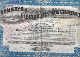 TRAMWAYS ET ELECTRICITE DE CONSTANTINOPLE -ACTION DE 250 FRS -ANNEE 1929 - Ferrovie & Tranvie