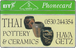 England BT Phonecard  HAVA GETZ Thai Pottery & Ceramics Ex 250  RR - Aviones