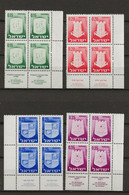 ISRAEL: **, N° YT 278, 279, 280 Et 281 X 4, En Blocs Cdf, TB - Used Stamps (with Tabs)