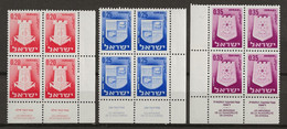 ISRAEL: **, N° YT 279, 280 Et 281 X 4, En Blocs Cdf, TB - Usati (con Tab)