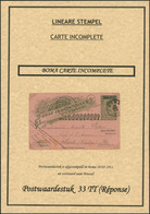 Congo Belge - EP Au Type N°33TT Réponse (SBEP) 10ctm Vert Expédié De Boma (1911) "carte Incomplète" > Brussel - Ganzsachen