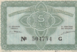 GOUVERNEMENT GENERALE DE L'INDOCHINE - 5 CENTS - Indochina