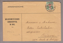 CH Portofreiheit Zu#12A 10Rp. GR#415 Brief Biel 1934-09-07 Wildermeth'scher Kinderspital In Biel - Franquicia