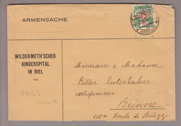 CH Portofreiheit Zu#12A 10Rp. GR#415 Brief Biel 1934-09-07 Wildermeth'scher Kinderspital In Biel - Franchigia