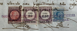 REVENUE - TASSA FISSA L. 50/5,40 + ALTRE SU LETTERA BANCA POPOLARE COOPERATIVA DI MONTAGNANA  DEL 1 GENNAIO 1923 - Steuermarken