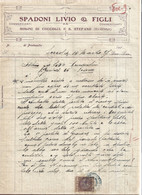 MOLINI DI COCCOLIA E S.STEFANO - SPADONI LIVIO & FIGLI - LETTERA AUTOGRAFA CON MARCA DA BOLLO DEL 14/3/1927 - Steuermarken