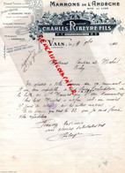 07- VALS- VESSEAUX- RARE LETTRE MANUSCRITE SIGNEE CHARLES RIBEYRE-MARRONS ARDECHE -A COUTIER MICHEL  VICHY-1910 - Alimentaire