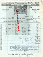 07- AUBENAS- FACTURE PONT D' ARC-MANUFACTURE VIVAROISE DU PARA CUIR-RUE VICTOR ARTIGE-HANIN FILS JOINVILLE 1933 - Textilos & Vestidos