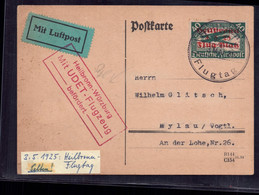 Dt. Reich Ernst Udet Flug Beleg : Mit Luftpost - Heidelberg Würzburg 1925 - Other & Unclassified