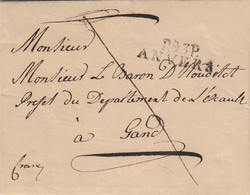 EO Brief 9 Juli 1812 Met Stempel P93P ANVERS Van Antwerpen Naar Gent - 1794-1814 (Période Française)