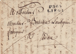 EO Brief 17 Mei 1813 Met Astempel P96P LIEGE Van Luik Naar Sedan (F) - 1794-1814 (Periodo Francese)