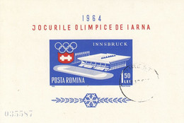 ROMANIA Block 55,used,falc Hinged - Hiver 1964: Innsbruck