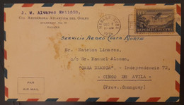 SO) 1935 CARIBBEAN, PLANE FLYING OVER PALMAS, 10C, CIRCULATED AIR MAIL - America (Other)